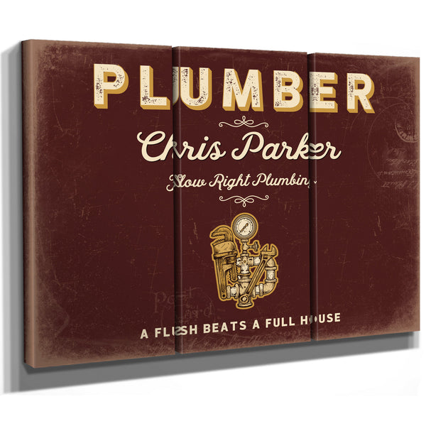 Personalized Plumber Sign, A Flush Beats a Full House, Oxblood & Gold, image 14