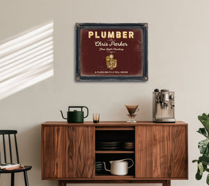 Personalized Plumber Sign, A Flush Beats a Full House, Oxblood & Gold, image 15