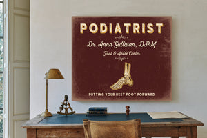 Personalized Podiatrist Sign, Putting Your Best Foot Forward, Oxblood & Gold, image 2