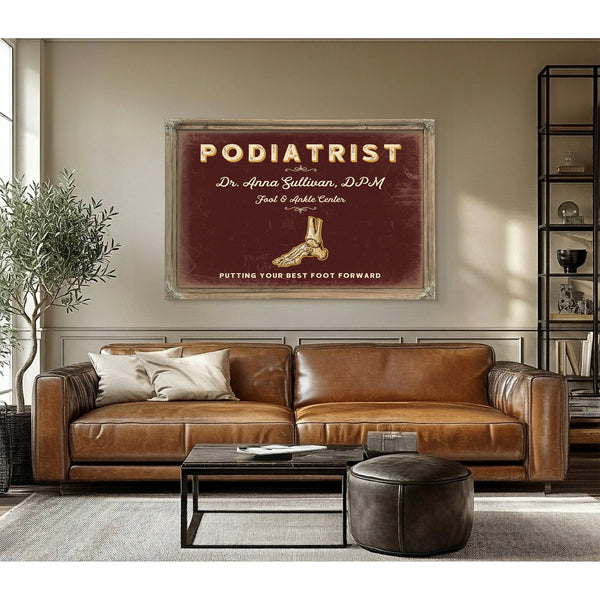 Personalized Podiatrist Sign, Putting Your Best Foot Forward, Oxblood & Gold, image 3