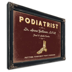 Personalized Podiatrist Sign, Putting Your Best Foot Forward, Oxblood & Gold, image 1