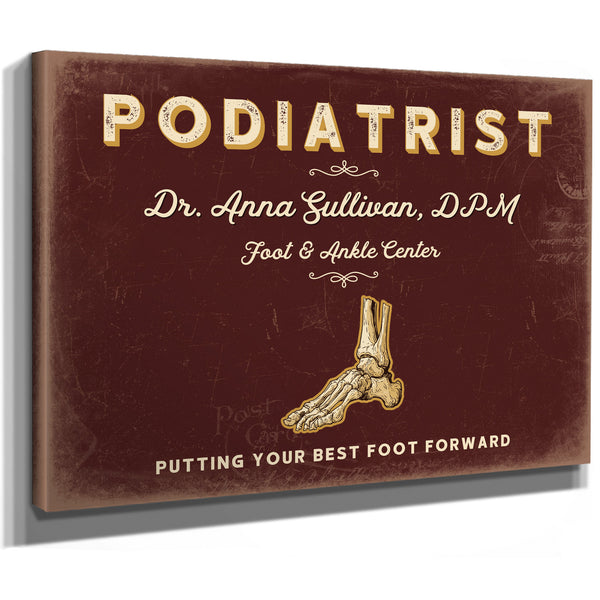 Personalized Podiatrist Sign, Putting Your Best Foot Forward, Oxblood & Gold, image 8