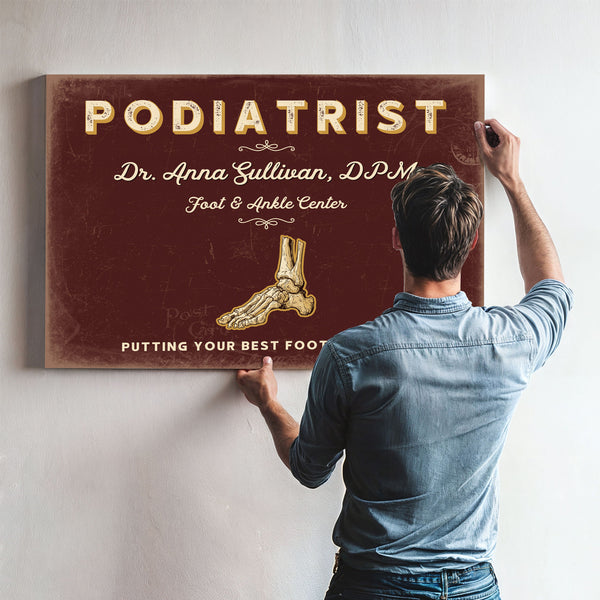 Personalized Podiatrist Sign, Putting Your Best Foot Forward, Oxblood & Gold, image 9