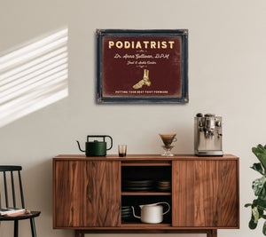 Personalized Podiatrist Sign, Putting Your Best Foot Forward, Oxblood & Gold, image 15