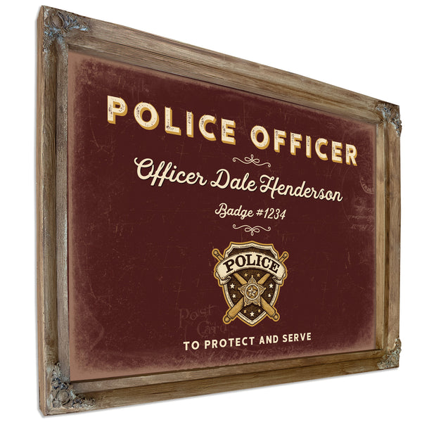 Personalized Police Officer Sign, To Protect and Serve, Oxblood & Gold, image 6