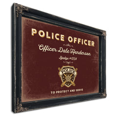 Personalized Police Officer Sign, To Protect and Serve, Oxblood & Gold, image 1