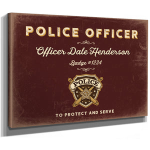 Personalized Police Officer Sign, To Protect and Serve, Oxblood & Gold, image 8