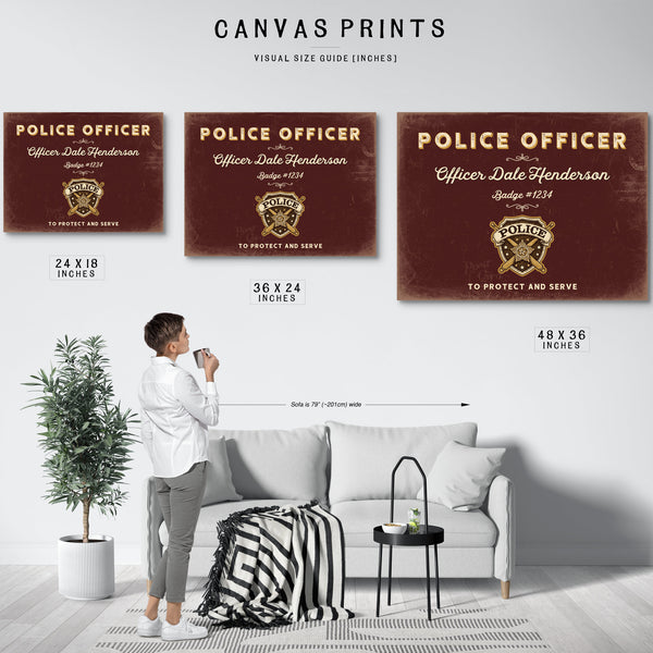 Personalized Police Officer Sign, To Protect and Serve, Oxblood & Gold, image 10
