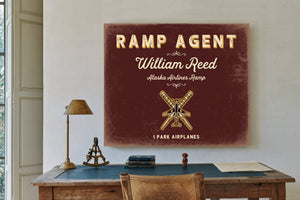 Personalized Ramp Agent Sign, I Park Airplanes, Oxblood & Gold, image 2