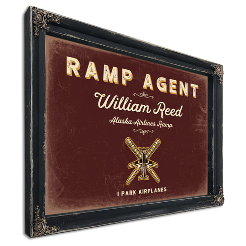 Personalized Ramp Agent Sign, I Park Airplanes, Oxblood & Gold, image 1