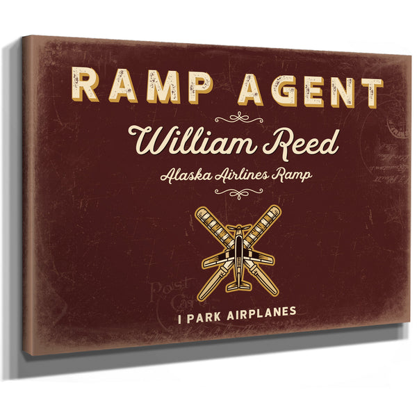 Personalized Ramp Agent Sign, I Park Airplanes, Oxblood & Gold, image 8