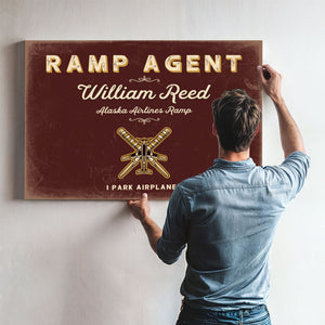 Personalized Ramp Agent Sign, I Park Airplanes, Oxblood & Gold, image 9