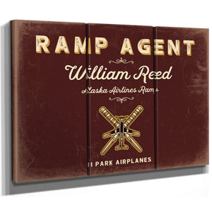 Personalized Ramp Agent Sign, I Park Airplanes, Oxblood & Gold, image 14