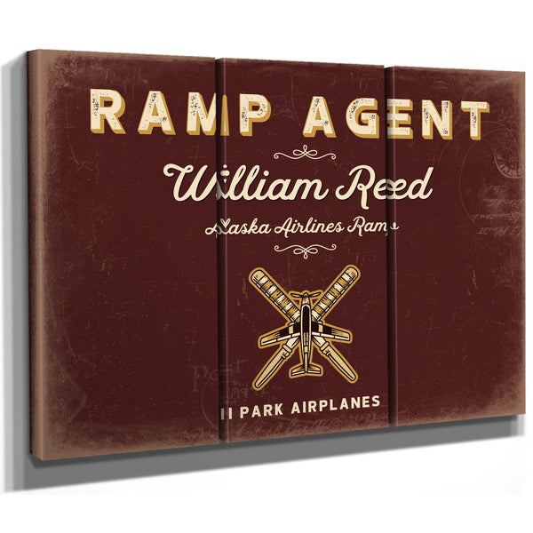 Personalized Ramp Agent Sign, I Park Airplanes, Oxblood & Gold, image 14