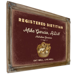 Personalized Registered Dietitian Sign, Eat Well, Live Well, Oxblood & Gold, image 6