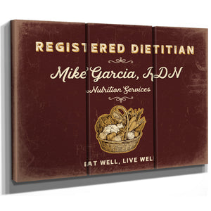 Personalized Registered Dietitian Sign, Eat Well, Live Well, Oxblood & Gold, image 14