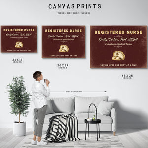 Personalized Registered Nurse Sign, Saving Lives One Shift at a Time, Oxblood & Gold, image 10
