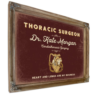 Personalized Thoracic Surgeon Sign, Heart and Lungs Are My Business, Oxblood & Gold, image 6