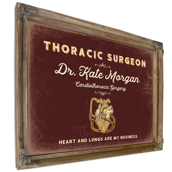 Personalized Thoracic Surgeon Sign, Heart and Lungs Are My Business, Oxblood & Gold, image 6