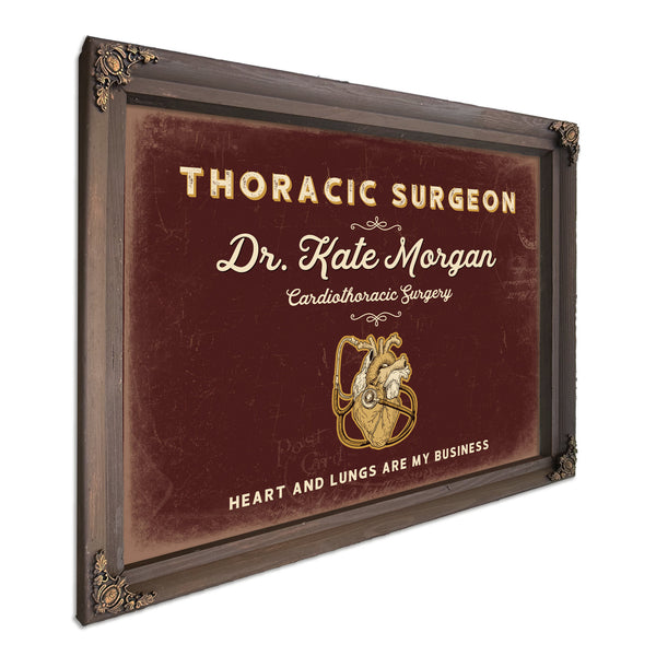 Personalized Thoracic Surgeon Sign, Heart and Lungs Are My Business, Oxblood & Gold, image 7