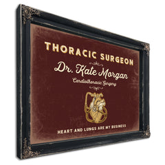 Personalized Thoracic Surgeon Sign, Heart and Lungs Are My Business, Oxblood & Gold, image 1