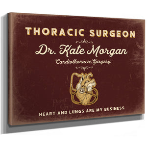 Personalized Thoracic Surgeon Sign, Heart and Lungs Are My Business, Oxblood & Gold, image 8