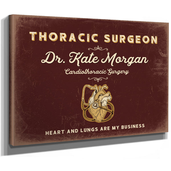 Personalized Thoracic Surgeon Sign, Heart and Lungs Are My Business, Oxblood & Gold, image 8