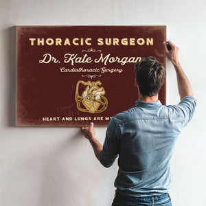 Personalized Thoracic Surgeon Sign, Heart and Lungs Are My Business, Oxblood & Gold, image 9