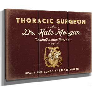 Personalized Thoracic Surgeon Sign, Heart and Lungs Are My Business, Oxblood & Gold, image 14