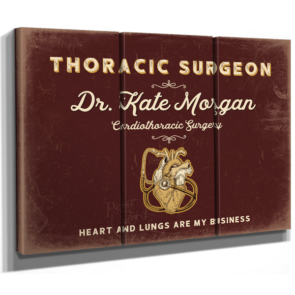 Personalized Thoracic Surgeon Sign, Heart and Lungs Are My Business, Oxblood & Gold, image 14