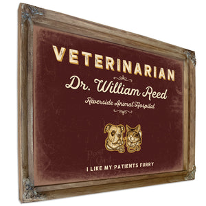 Personalized Veterinarian Sign, I Like My Patients Furry, Oxblood & Gold, image 6