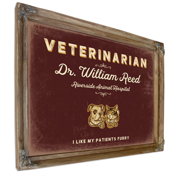Personalized Veterinarian Sign, I Like My Patients Furry, Oxblood & Gold, image 6