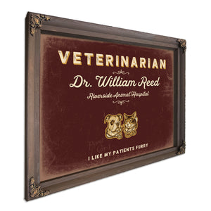 Personalized Veterinarian Sign, I Like My Patients Furry, Oxblood & Gold, image 7
