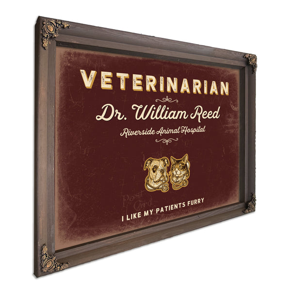 Personalized Veterinarian Sign, I Like My Patients Furry, Oxblood & Gold, image 7
