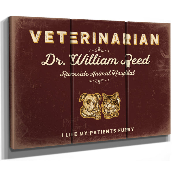 Personalized Veterinarian Sign, I Like My Patients Furry, Oxblood & Gold, image 14