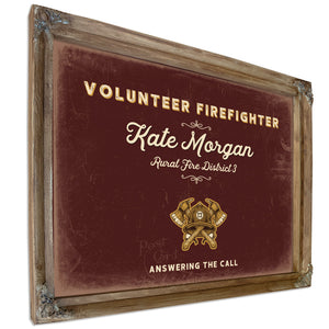 Personalized Volunteer Firefighter Sign, Answering the Call, Oxblood & Gold, image 6