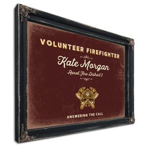 Personalized Volunteer Firefighter Sign, Answering the Call, Oxblood & Gold, image 1