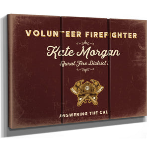 Personalized Volunteer Firefighter Sign, Answering the Call, Oxblood & Gold, image 14