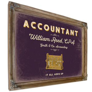 Personalized Accountant Sign, It All Adds Up, Plum & Mustard, image 6