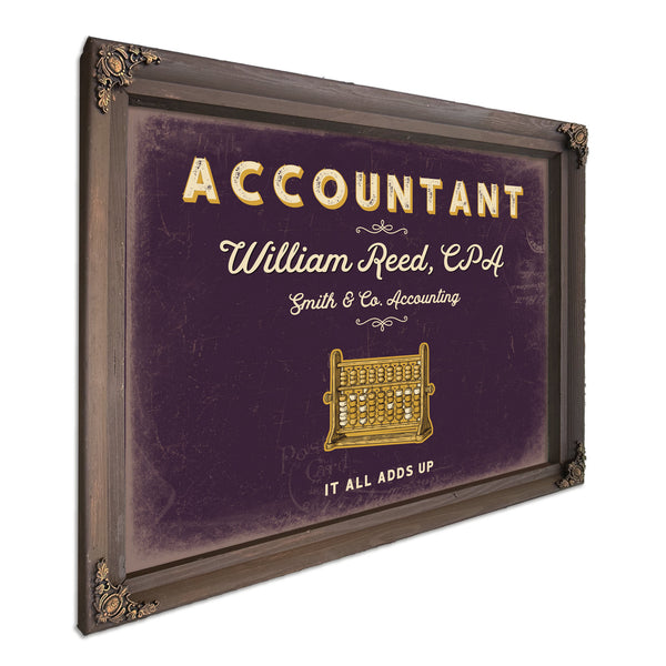 Personalized Accountant Sign, It All Adds Up, Plum & Mustard, image 7