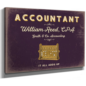 Personalized Accountant Sign, It All Adds Up, Plum & Mustard, image 8