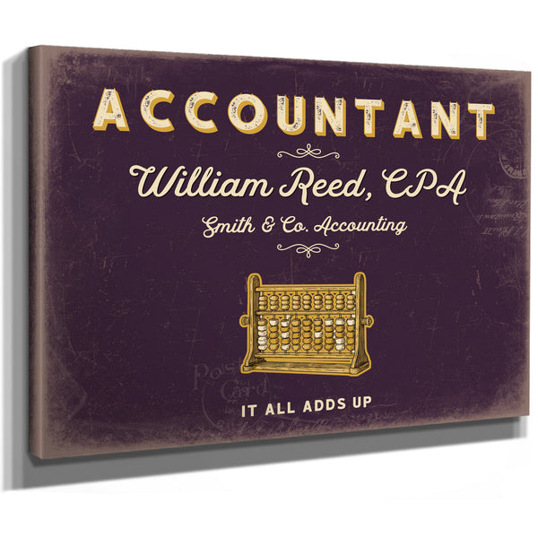 Personalized Accountant Sign, It All Adds Up, Plum & Mustard, image 8