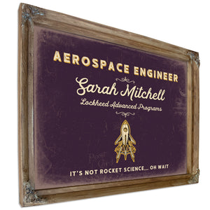 Personalized Aerospace Engineer Sign, It's Not Rocket Science... Oh Wait, Plum & Mustard, image 6
