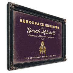 Personalized Aerospace Engineer Sign, It's Not Rocket Science... Oh Wait, Plum & Mustard, image 1