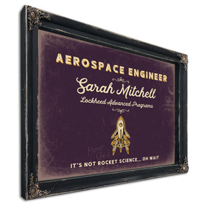 Personalized Aerospace Engineer Sign, It's Not Rocket Science... Oh Wait, Plum & Mustard, image 1