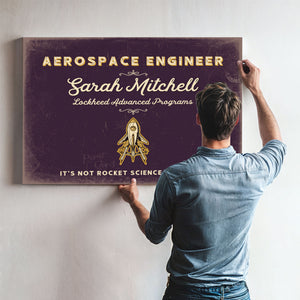 Personalized Aerospace Engineer Sign, It's Not Rocket Science... Oh Wait, Plum & Mustard, image 9