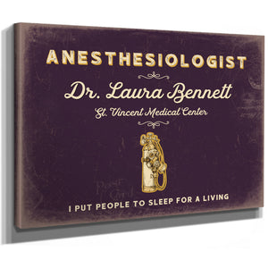 Personalized Anesthesiologist Sign, I Put People to Sleep for a Living, Plum & Mustard, image 8
