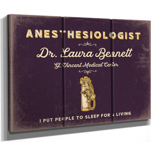 Personalized Anesthesiologist Sign, I Put People to Sleep for a Living, Plum & Mustard, image 14