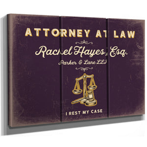 Personalized Attorney at Law Sign, I Rest My Case, Plum & Mustard, image 14