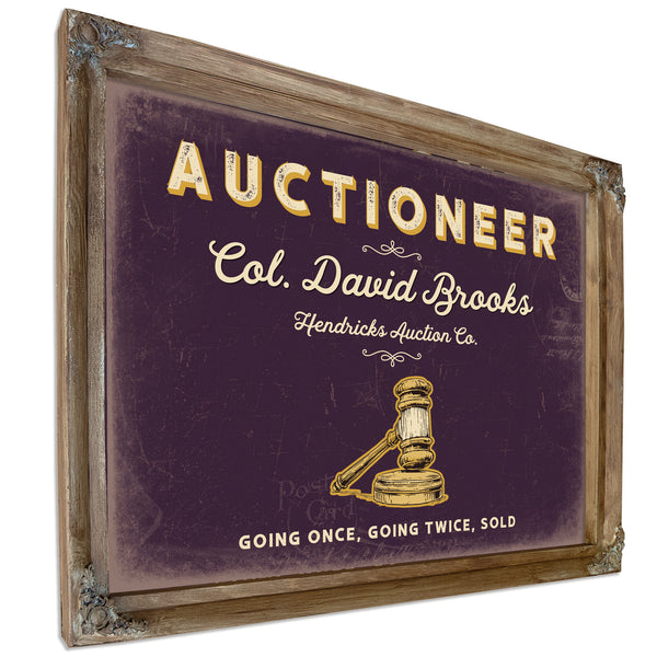 Personalized Auctioneer Sign, Going Once, Going Twice, Sold, Plum & Mustard, image 6